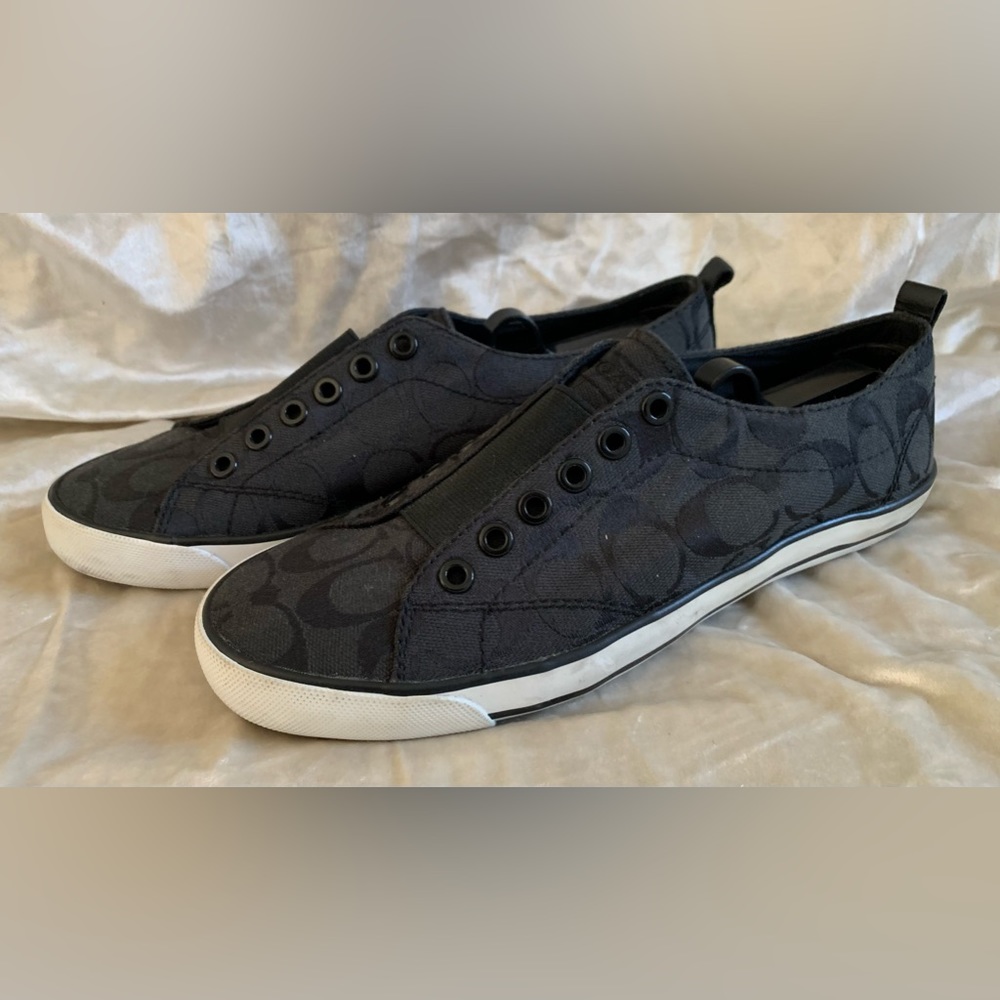 Coach Black Canvas Slip-On Sneakers